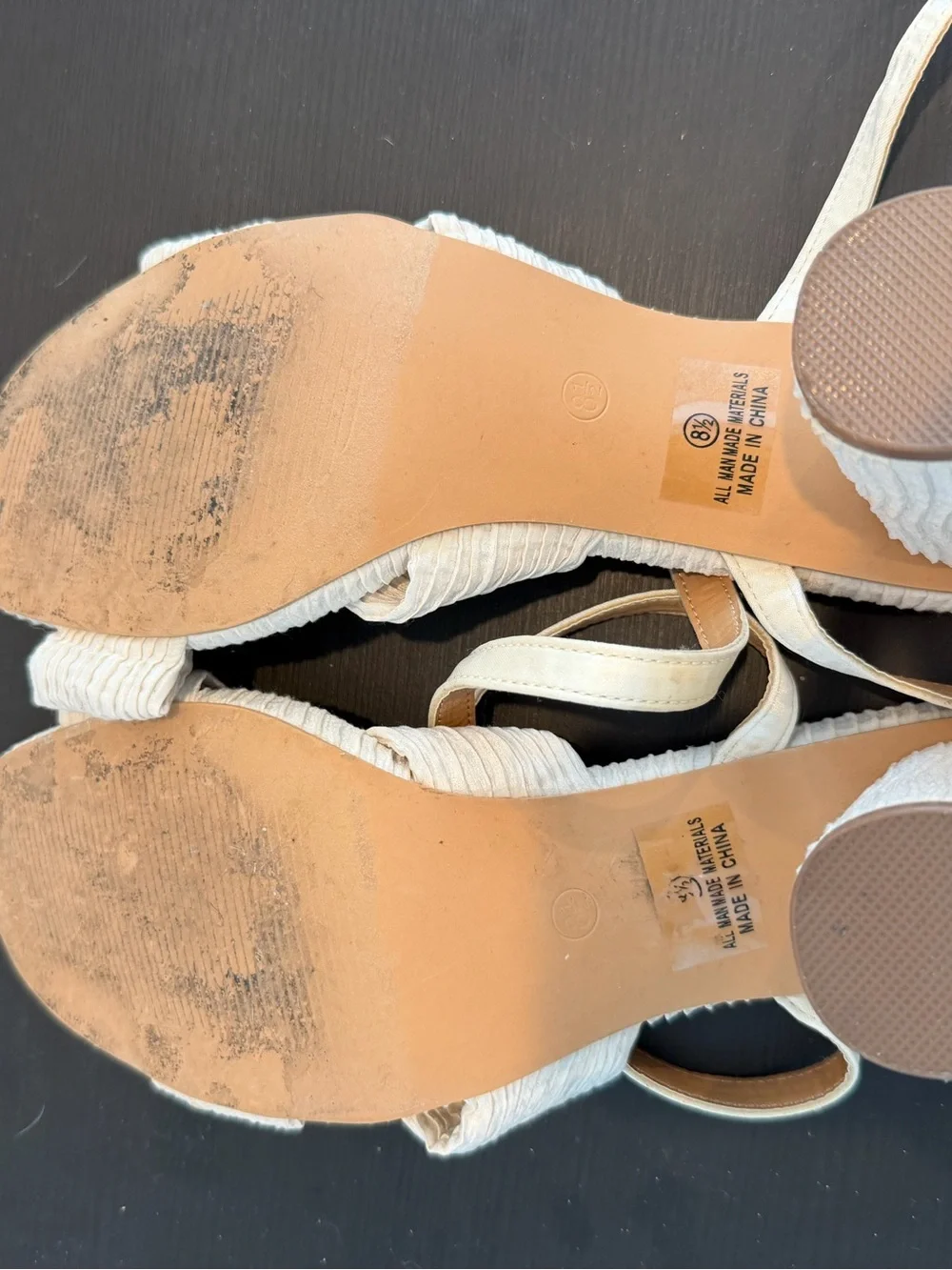 Lulu's Cream Textured Knot Wedge Sandals